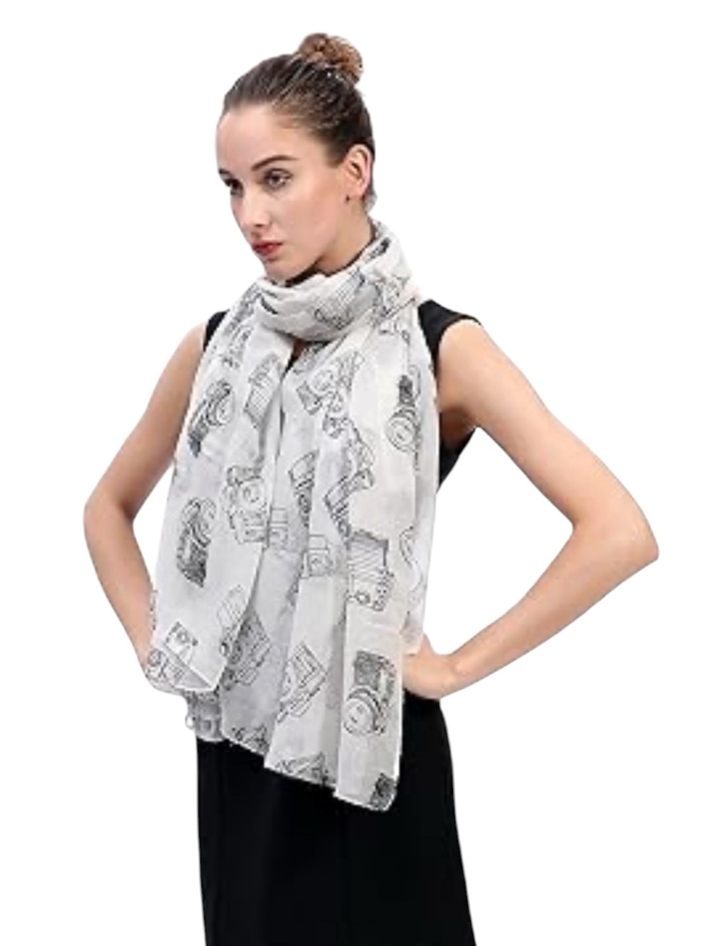 Lina And Lily Vintage Camera Print Scarf.